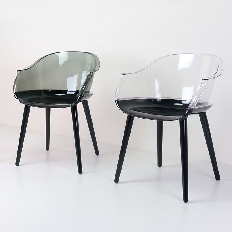 Glam Style Transparent Acrylic Arm Chair Multicolor Dining Arm Chair for Home