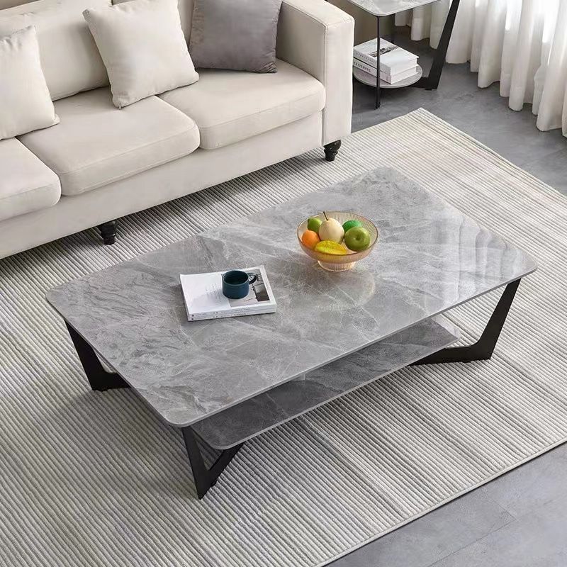 Slate Rectangular Coffee Table Minimalist Coffee Table for Living Room