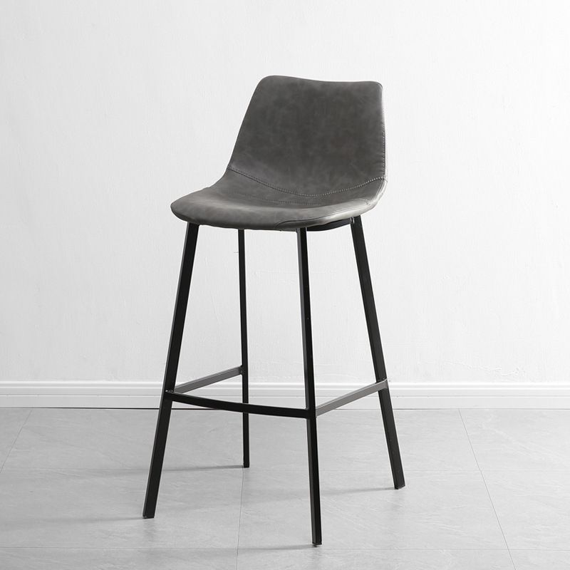 Contemporary Leather Bar Height Stool Metal Base Bar Stool for Living Room