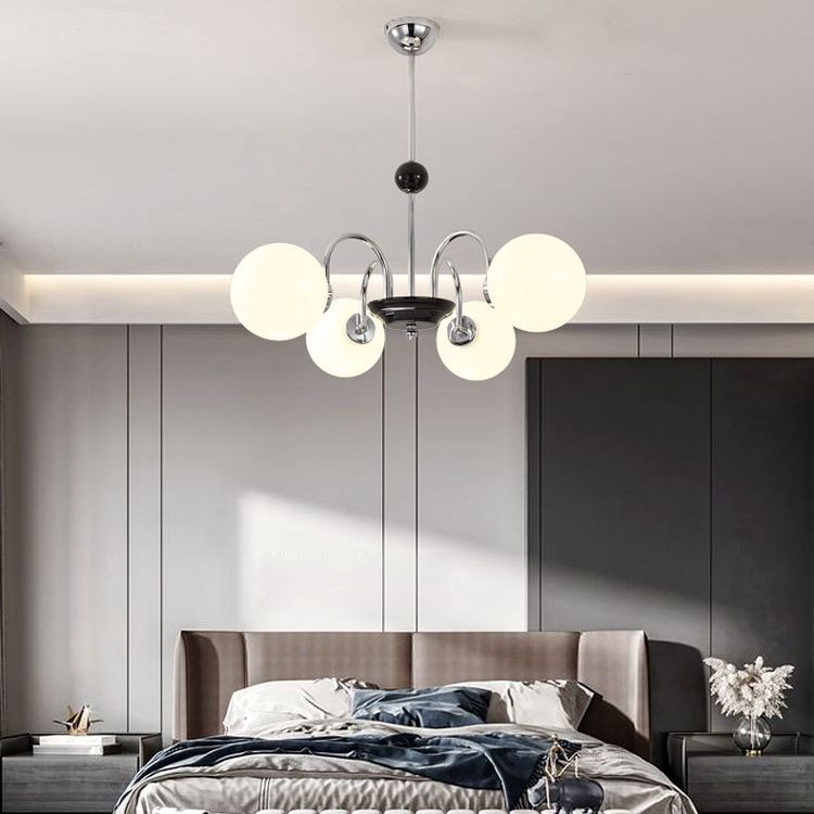 Vintage Simplicity Round Ceiling Chandelier Milk Glass Hanging Light for Living Room