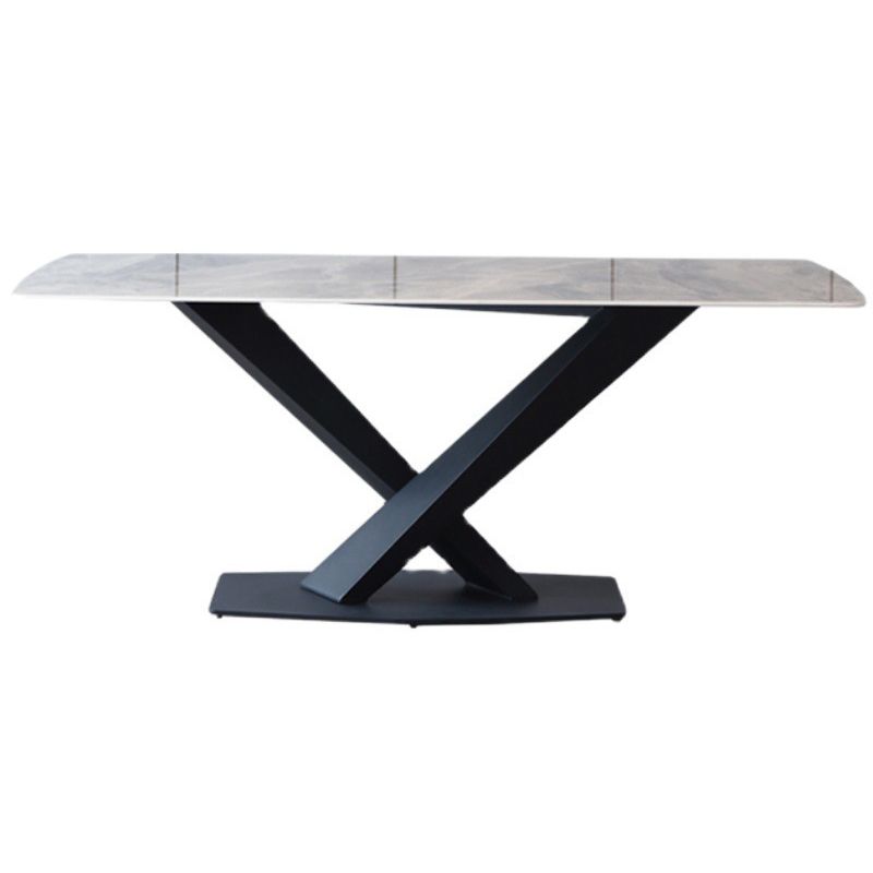 Mesa de comedor de piedra sinterizada de estilo moderno mesa gris rectángulo con pedestal