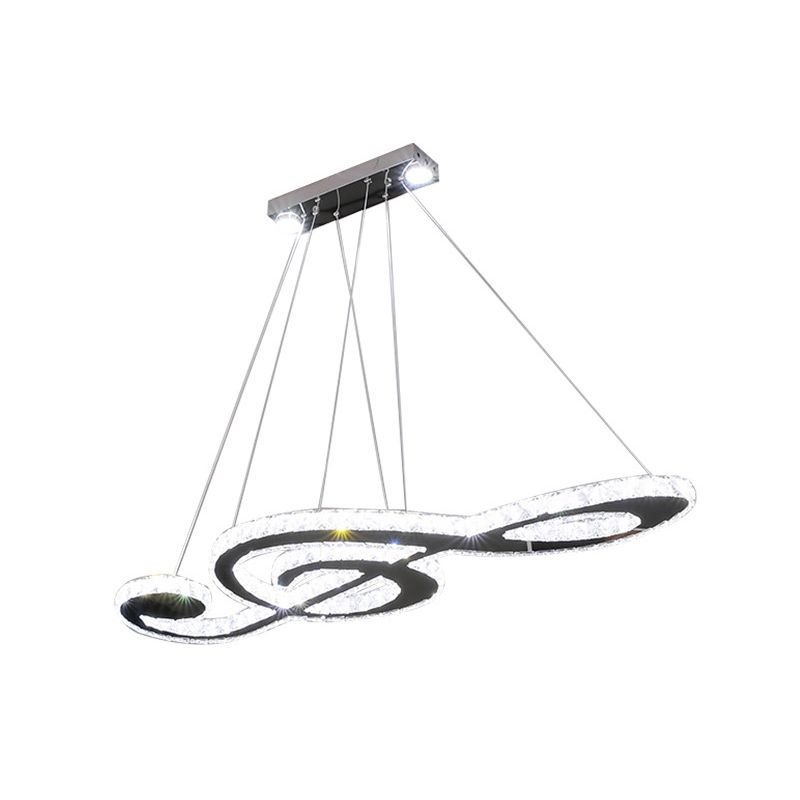 Contemporary Pendant Lights Note Shape Island Lamps Crystal 3 Light for Kitchen Island