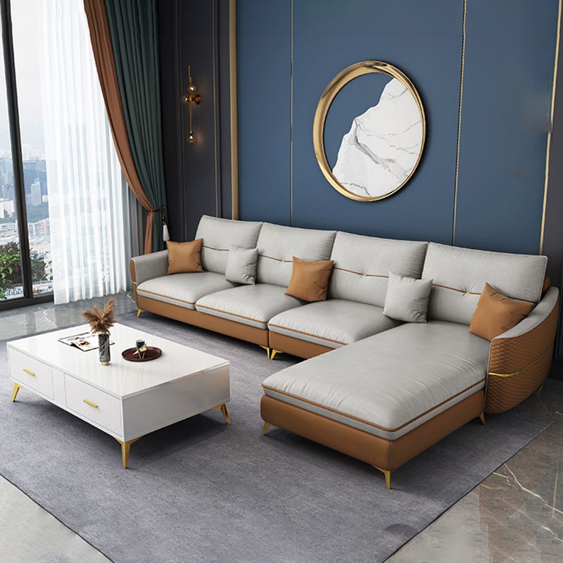 37.4 " H Faux Leather Flared Arm Sofa & Chaise for Living Room