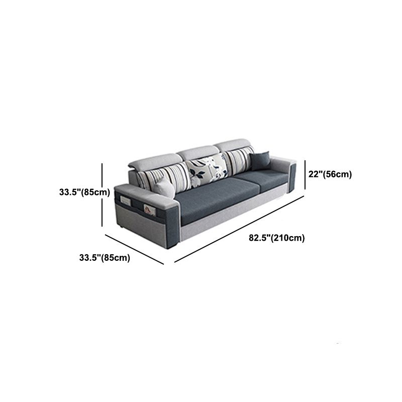 Dark Gray Removable Cushions Pillow Top Arm Sofa/Sectional with Slipcover and Storage