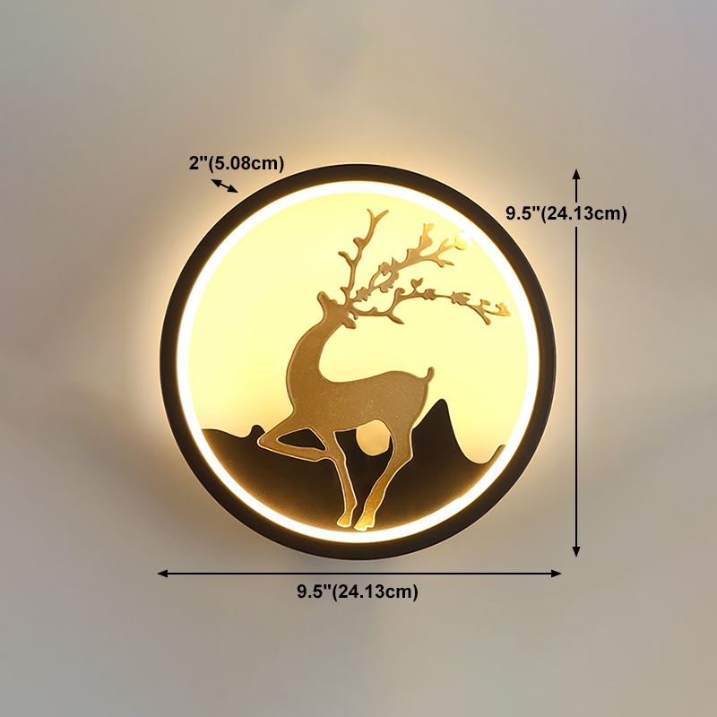 Forma de pared de metal de forma de ciervo estilo moderno de 1 luces de pared de pared.