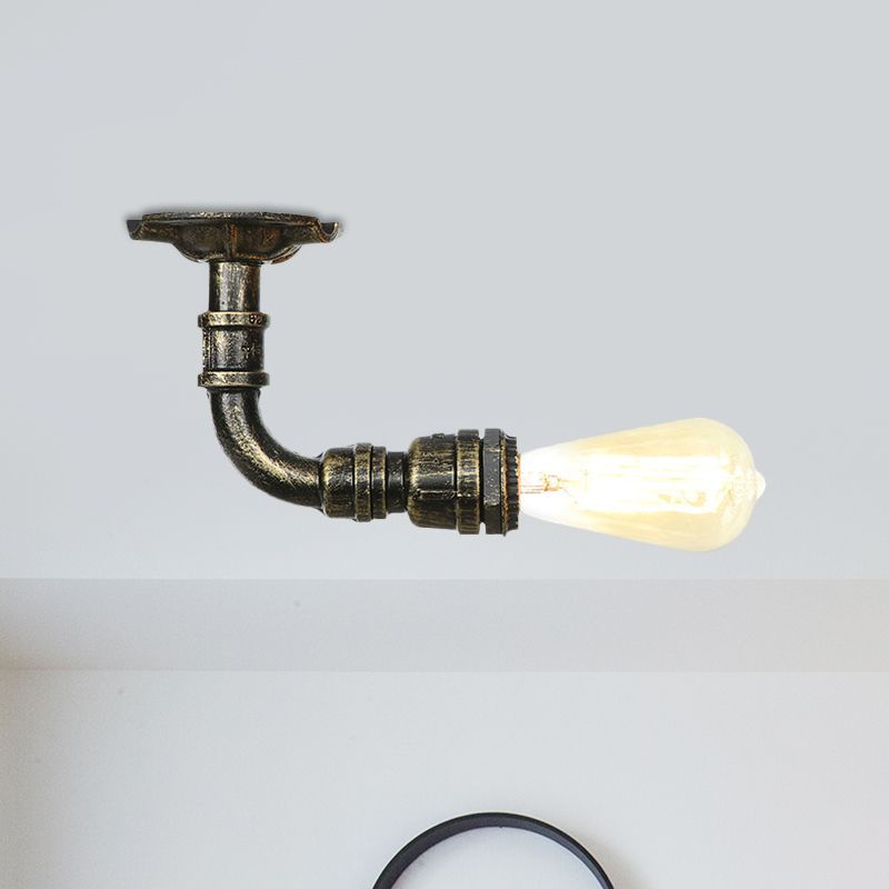 Tubería de agua rústica, montaje semiempotrado, montaje en techo metálico de 1 cabezal, en bronce