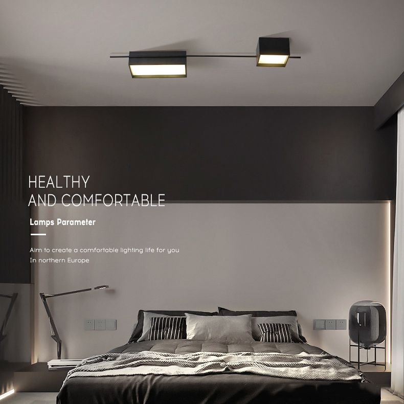 Moderne Minimalistische LED Plafondlamp Smeedijzer Geometrische Flush Mount met Acryl Shade