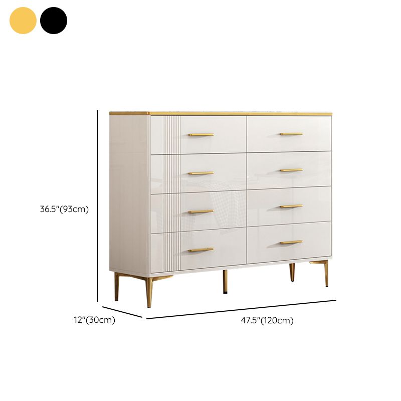 Glam Stone Storage Chest Bedroom 11.8" Wide Chest in White with Drawers