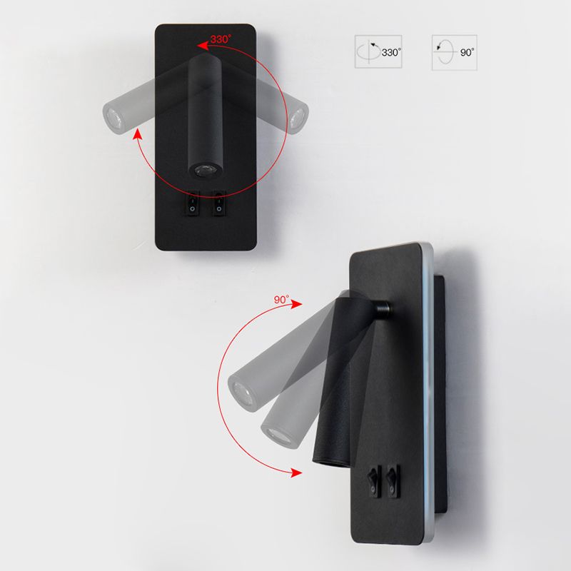 Modern 1-Spotlight Wall Sconce with Switch Squared Wall Mounted Light for Bedroom