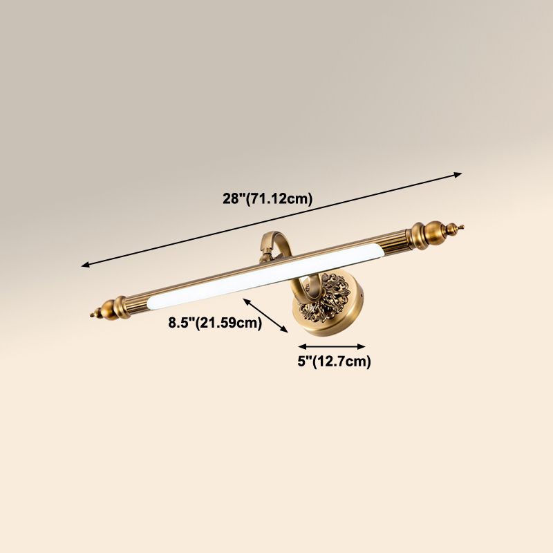 Linear Shade Metal Wall Sconce Modern Style 1-Light Mirror Wall Mount Lighting in Brass