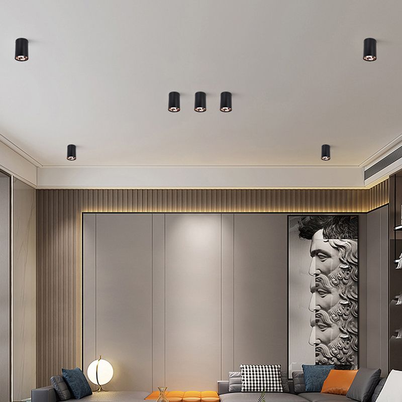 Metallic cilinder LED-inbouwlamp Minimalistisch zwart-roségouden plafondlamp voor slaapkamer