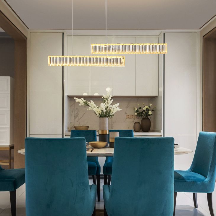 Lampada sospesa lineare moderna a LED a LED LED LED Light con tonalità di cristallo