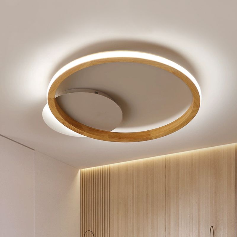 Lámpara empotrada de madera Simplicity Loop, accesorio de montaje en techo LED de 13"/17" de diámetro con diseño que brilla hacia fuera