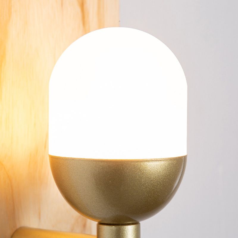 Golden Metal Wall Light Modernism Wood Lighting for Home Room
