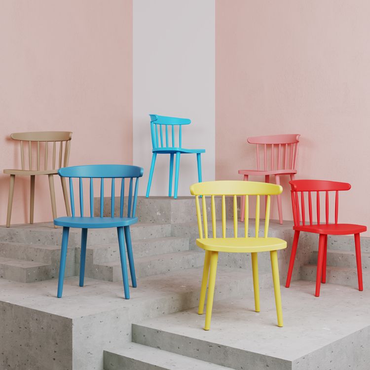 Silla sin brazos de plástico contemporánea, silla trasera Windsor para uso doméstico