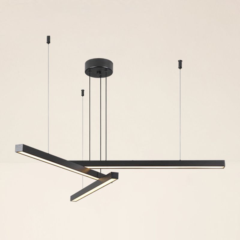 Modern Style Chandelier Lighting Fixtures Metal Linear Hanging Chandelier