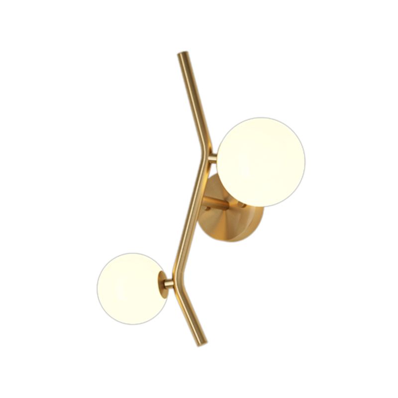 Glass Ball Shape Sconce Light Modern-Style 2 Lights Wall Light Fixtures in Gold