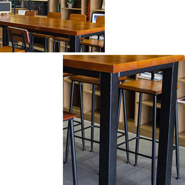Industrial Style Bistro Bar Desk Solid Wood Rectangle Pub Table in Brown