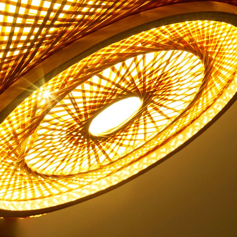 Luminaria empotrada circular Montaje empotrado de ratán asiático
