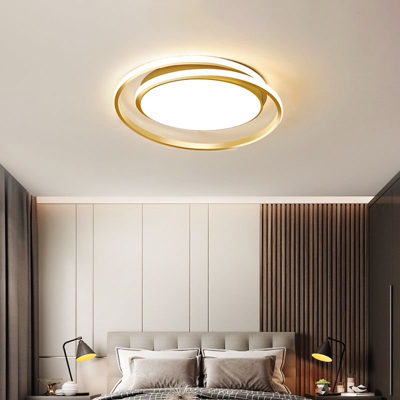 Éclairage de plafond moderniste en acrylique à LED circulaire noir/or en lumière chaude/blanche, largeur de 18"/21,5"