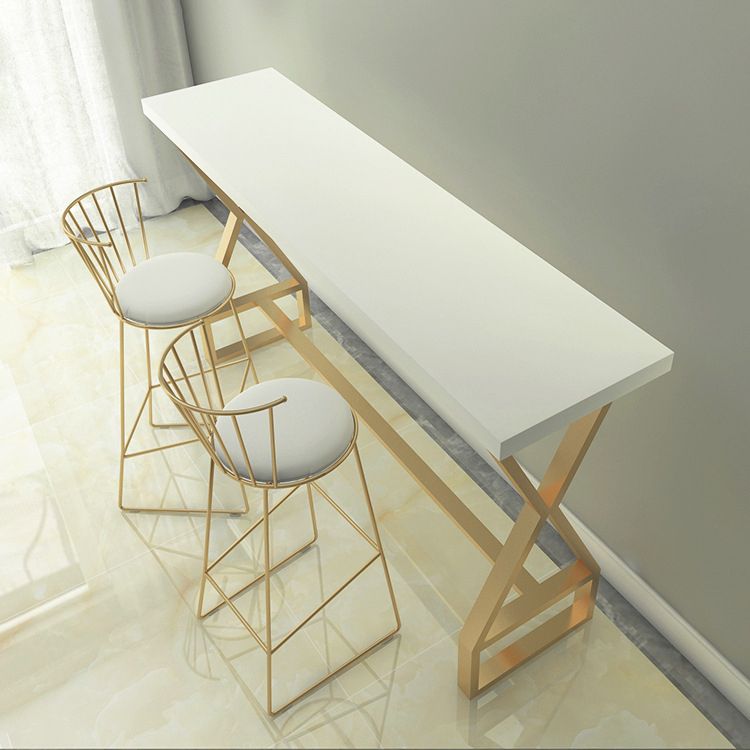 White and Gold Counter Set 1/2/3/5 Pieces Rectangle Trestle Glam Bar Table Set