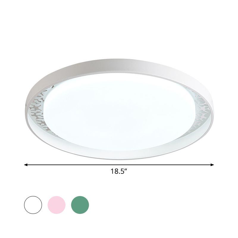 Minimalistische Scheibe Dünne Decke Flush Acryl Kinder Schlafzimmer LED Flush Mount Einbaubeleuchtung in Weiß/Grün/Rosa