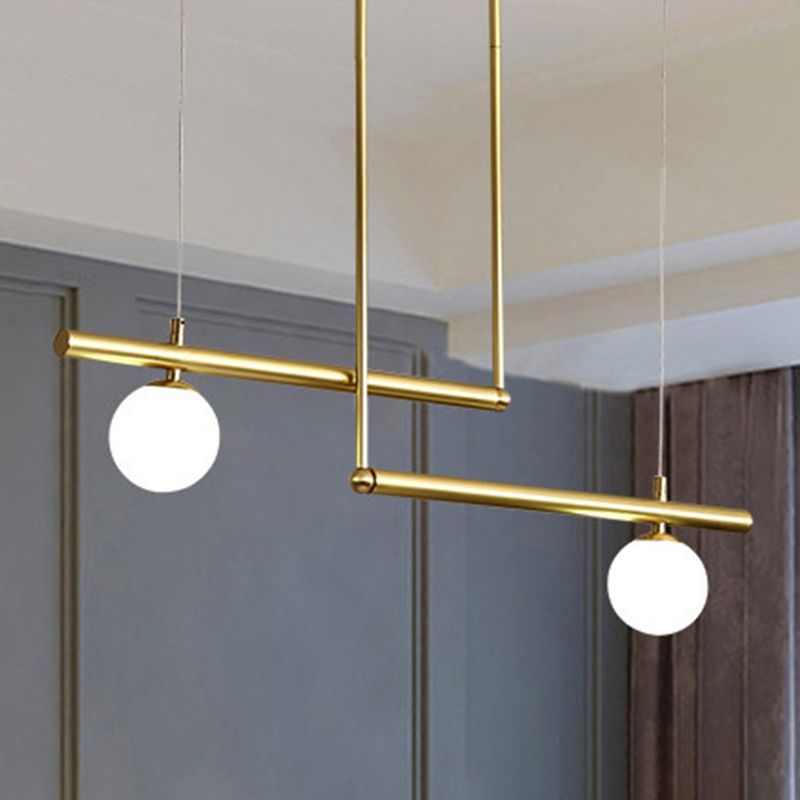 Modern Style Linear Shape Island Light Metal 1/2/3/4 Lights Island Lamps in Black and Gold