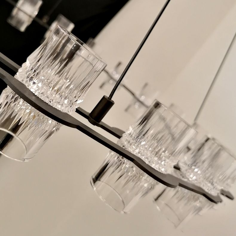 Modern Nordic Pendant Light Metal Linear Chandelier for Dining Room