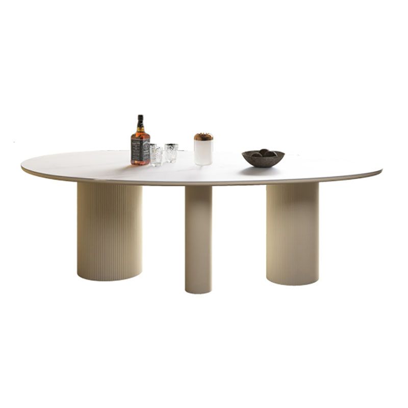 Modern Stone Top Dinette Table Oval Home Kitchen Dinner Tripod Dining Table