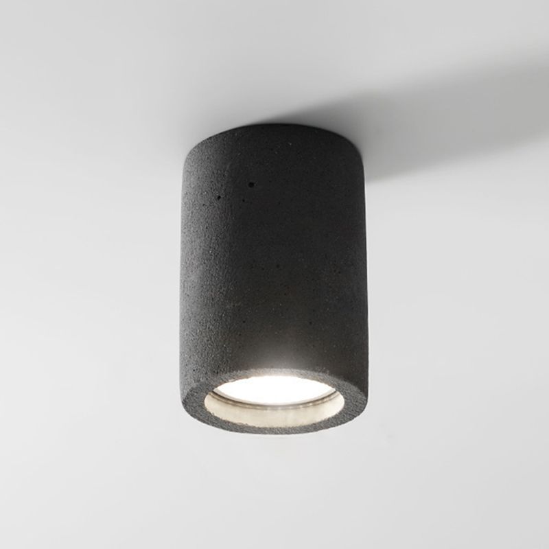 Modern LED Ceiling Flush Cylinder Black / White Cement Flush Mount