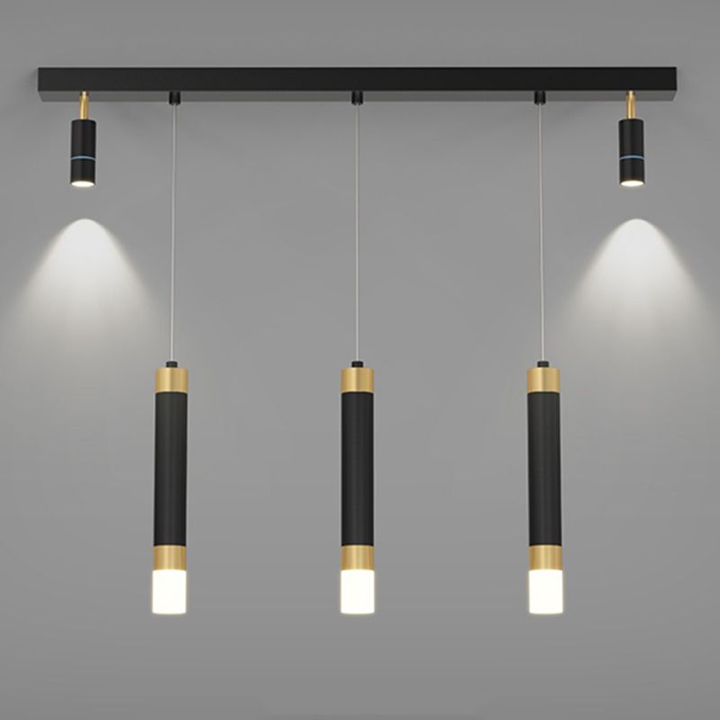 Luz de la isla de cilindro de estilo contemporáneo Luz de la isla de metal en negro