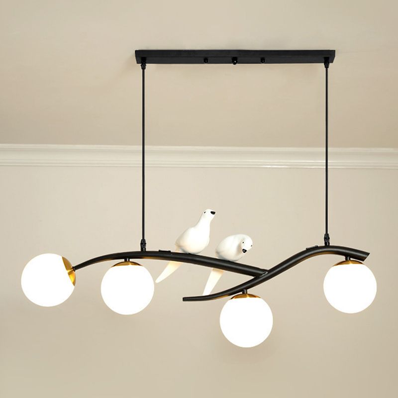 Glass Globe Shaded Ceiling Light Industrial Metal Kitchen Island Lighting