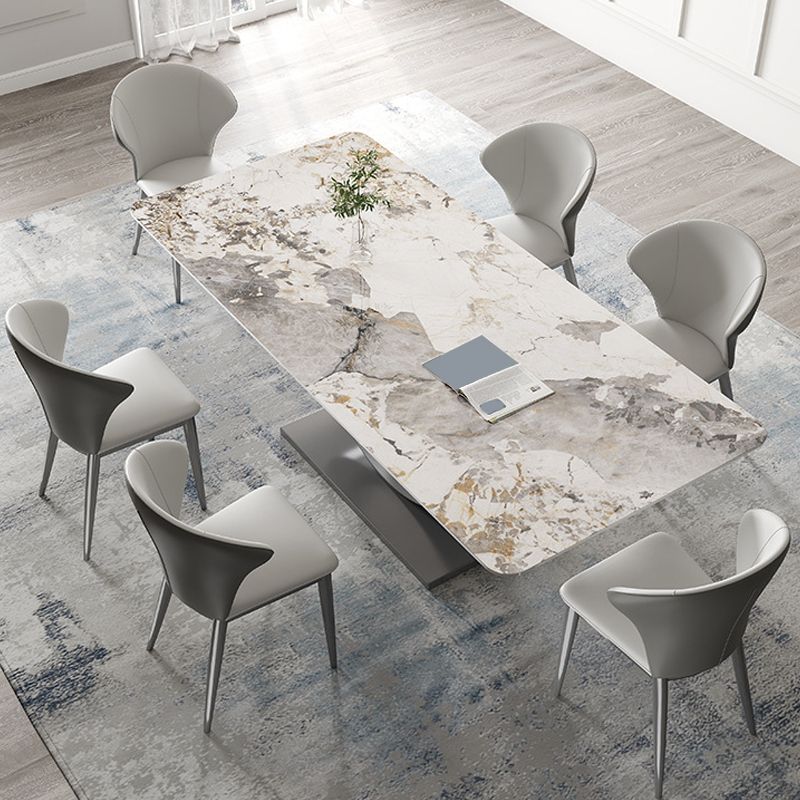 Industrial Dining Rectangle Table Sintered Stone Table with Metal Legs for Home Use