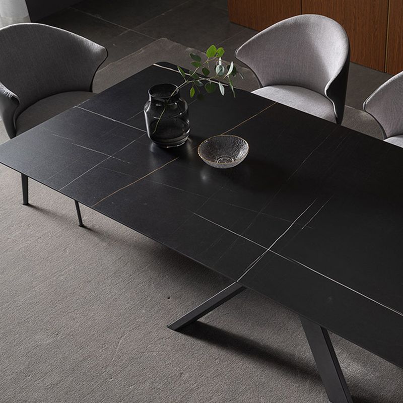 Modern Style Black Sintered Stone Dining Table Set Rectangle 1/4/5 Pieces Dining Set