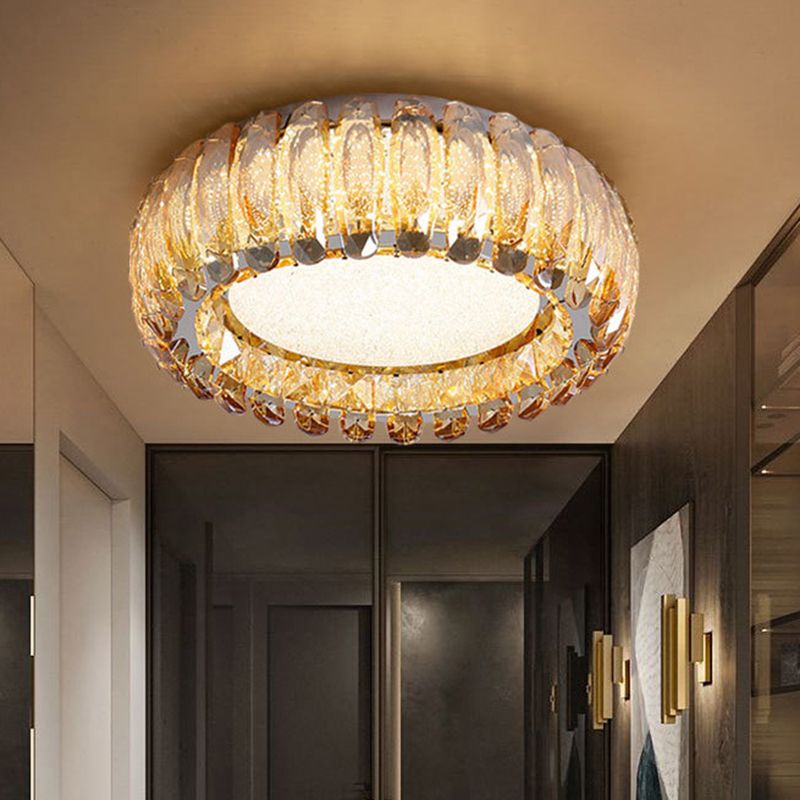 Donut Led Flush Light Fixture Minimalist Crystal Chrome LED Massimale Luce per Bedroom