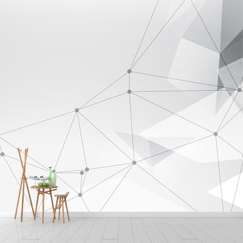 Modern Geometrical Wall Murals Black-White Net Design Wall Decoration for Bedroom