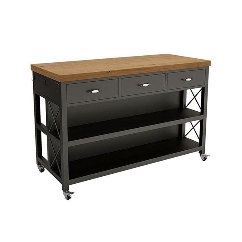 Rectangle Prep Table with Storage Modern Island Table for Kitchen