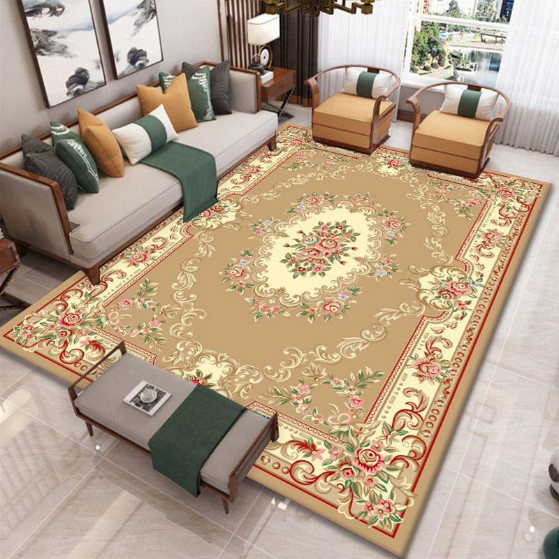 Moroccan Adults Indoor Rug Rectangle Polyster Carpet Tribal Printed Rug Non-Slip Backing