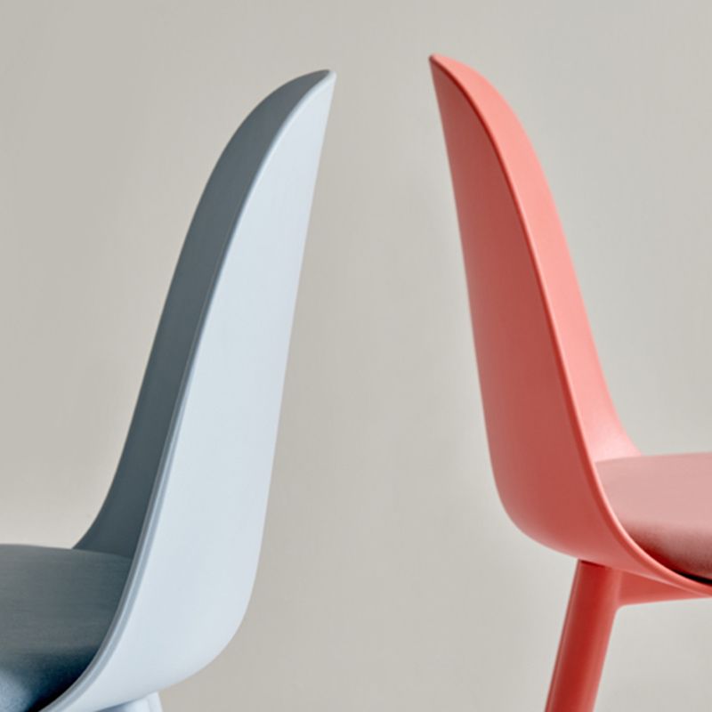 Sillas de cena sin brazos de plástico escandinavo, silla lateral sólida interior con parte trasera