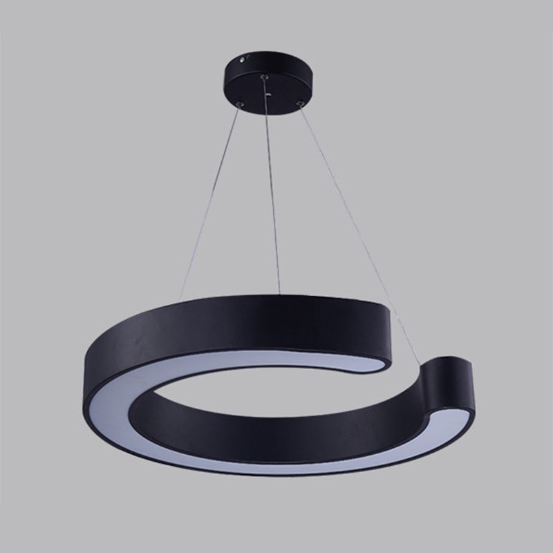 C Shaped Acrylic LED Pendant Minimalist Black/White Hanging Lamp in Warm/White Light, 21.5"/31.5" Wide