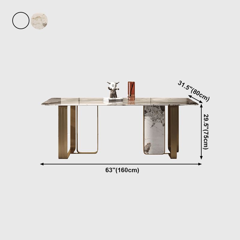 Rectangle Stainless Steel Dining Site Table Traditional Luxury Dinette Table for Home