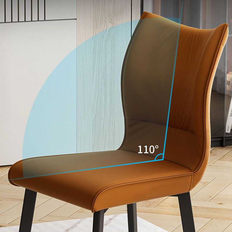 Contemporary Restaurant Leather Side Chair Matte Finish Solid Back Dining Chair