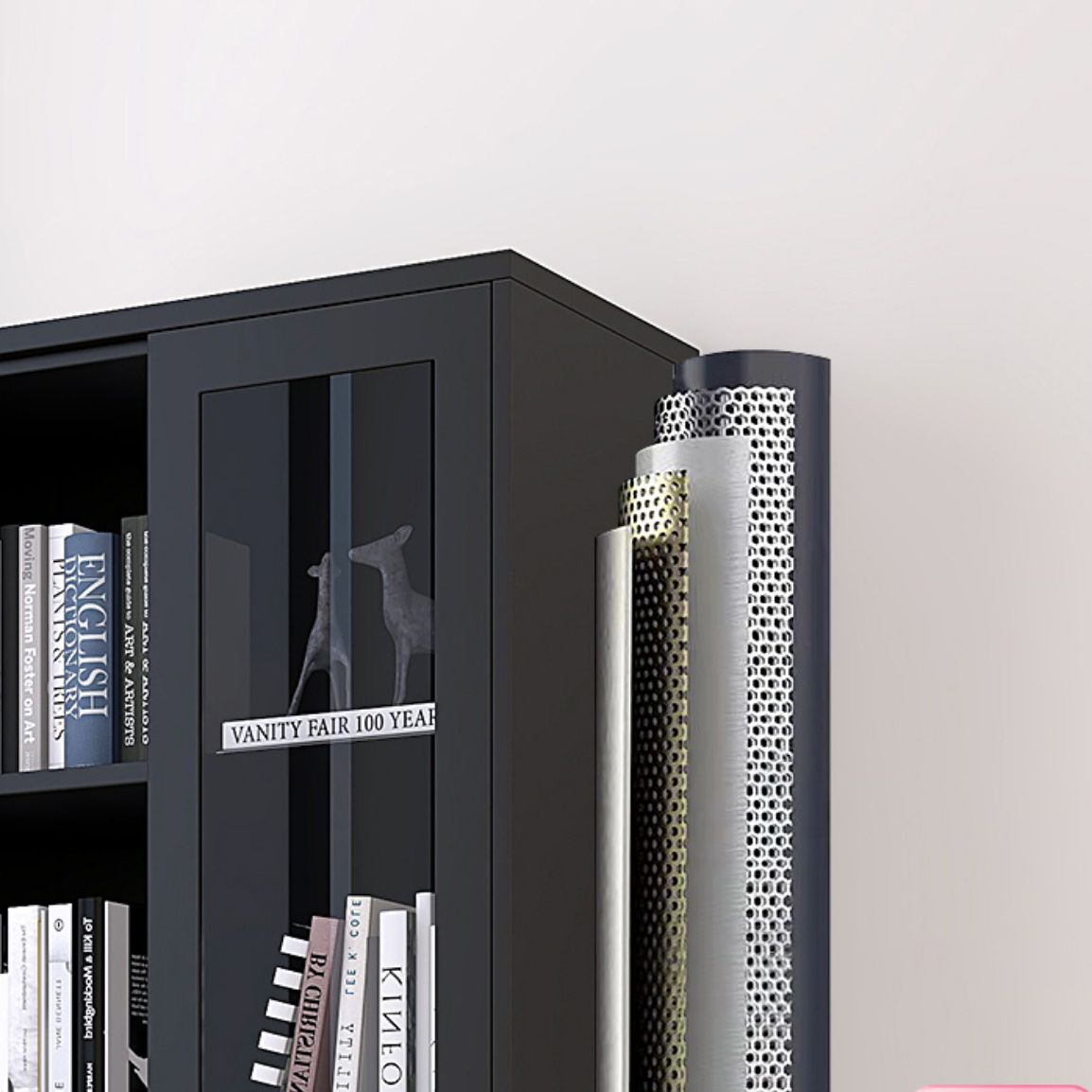 70.87"H Bookshelf Scandinavian Bookcase for Home Office with Door