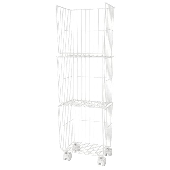 Modern Style Bookshelf Closed Back Metal Bookcase with Caster Wheels for Home Use