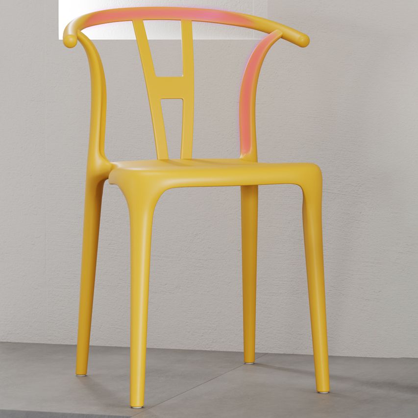 Contemporary Stacking Dining Side Chair in Plastic with Open Back