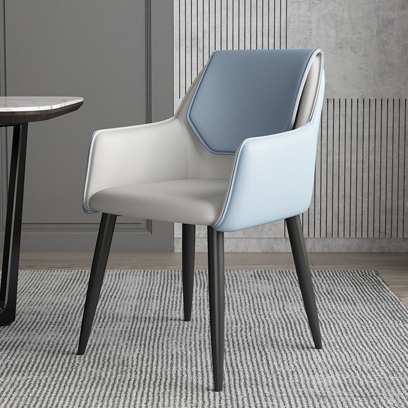 Modern Design Arm Solid Back Side Chairs Leather Dining Side Chair