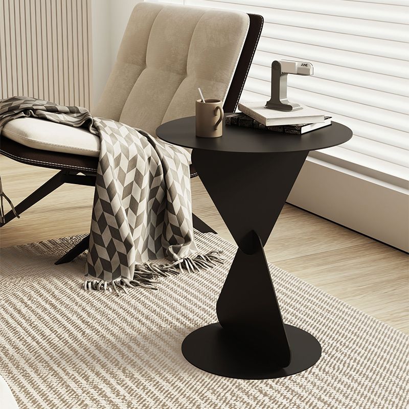 Modernistic Round Top Side Table Metal Pedestal End Table for Living Room