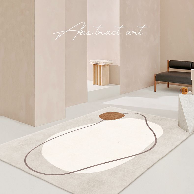 Simplicity Abstract Print Carpet Apricot Tone Polyester Rug Stain Resistant Carpet for Home Decor