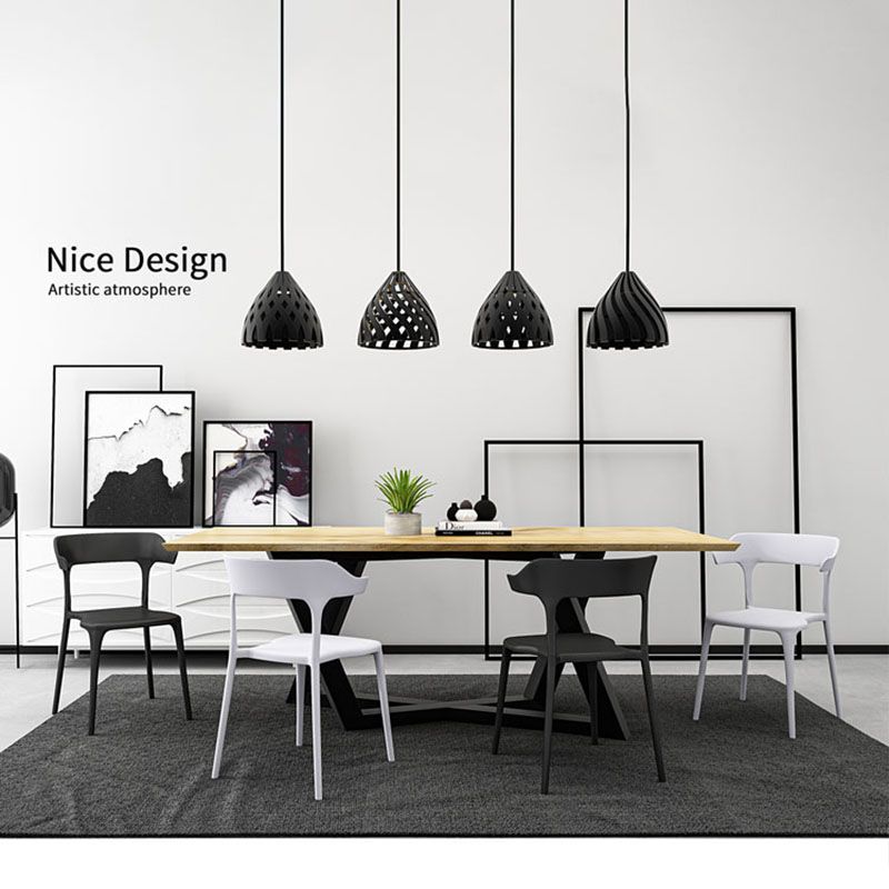 Sillas de comedor de plástico de estilo nórdico, respaldo abierto, silla lateral para uso doméstico