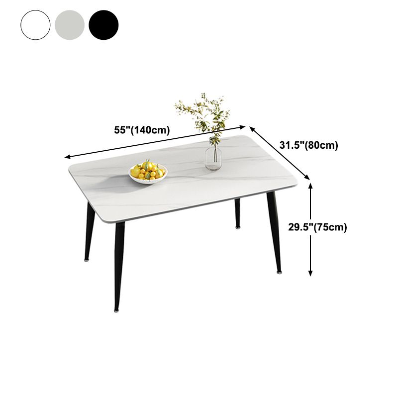 Rectangle Modern Stone Table Standard Height Table Dining Table with 4 Legs